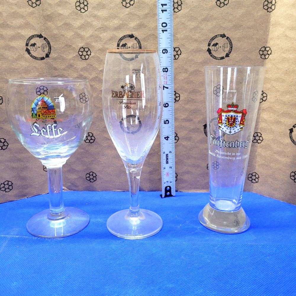 Vintage beer glasses from Europe.